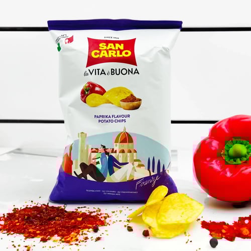 سان كارلو – رقائق بطاطس بنكهة البابريكا 150 غرام